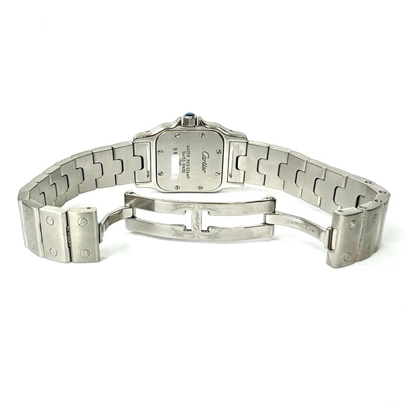 CARTIER SANTOS GALBEE 24mm Quartz Steel 0.69TCW Watch NEW Model Blue Numerals - Picture 6 of 7